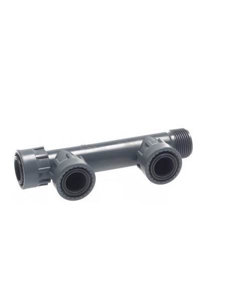Vorgeformter Verteiler d.1" mit 2 PVC-Ausgängen