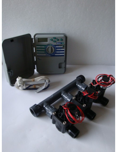 Kit mit 3 Magnetventilen + Outdoor-Programmiergerät + Regensensor