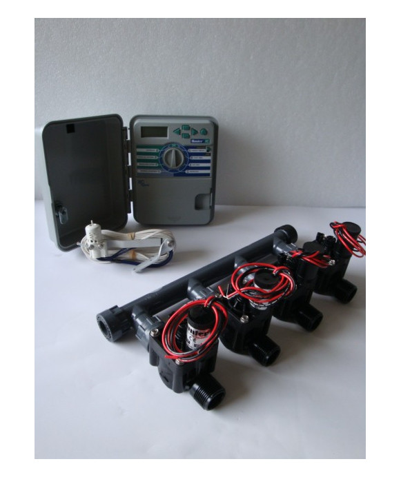 Kit mit 4 Magnetventilen + XCH-Programmiergerät + Regensensor
