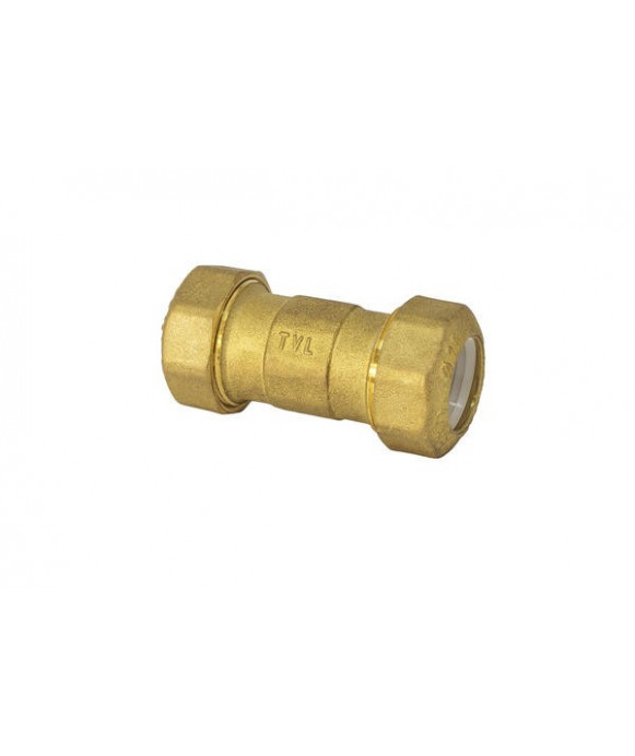 Double coupling in brass for PE pipe