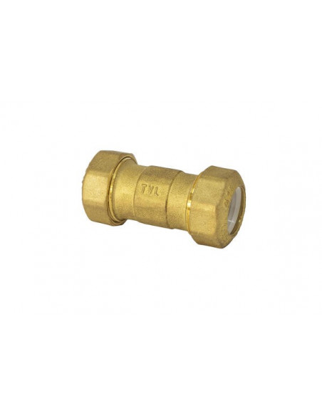 Double coupling in brass for PE pipe