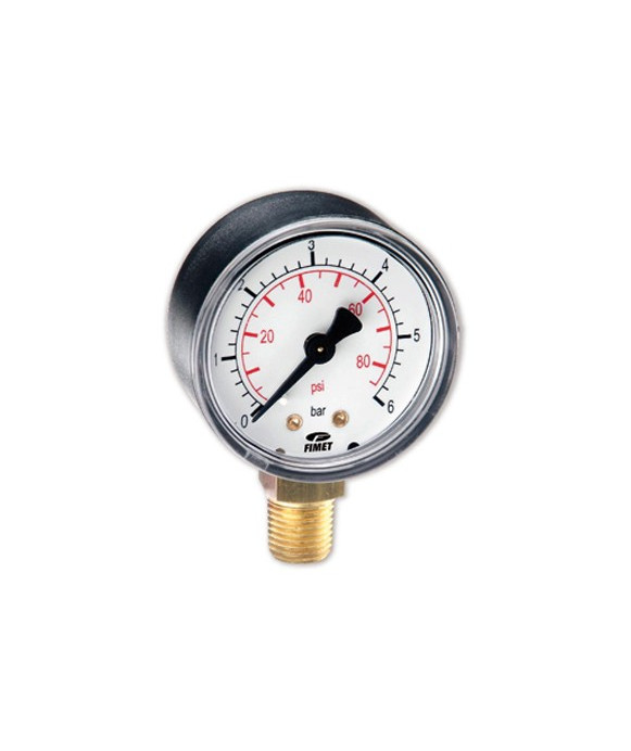 Manometer 0-6 BAR in glycerine with stainless steel case - 1/4"M - FIMET 