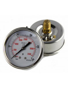 Manometer 0-15 BAR im Glycerinbad mit Edelstahlgehäuse...