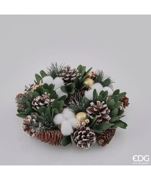 EDG Corona natalizia pigne e fioccotone d.26 
