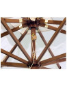 Ombrellone mod. Oro Wood "Il Parco" 300x300 con palo centrale in legno e copertura Tempotest Blu