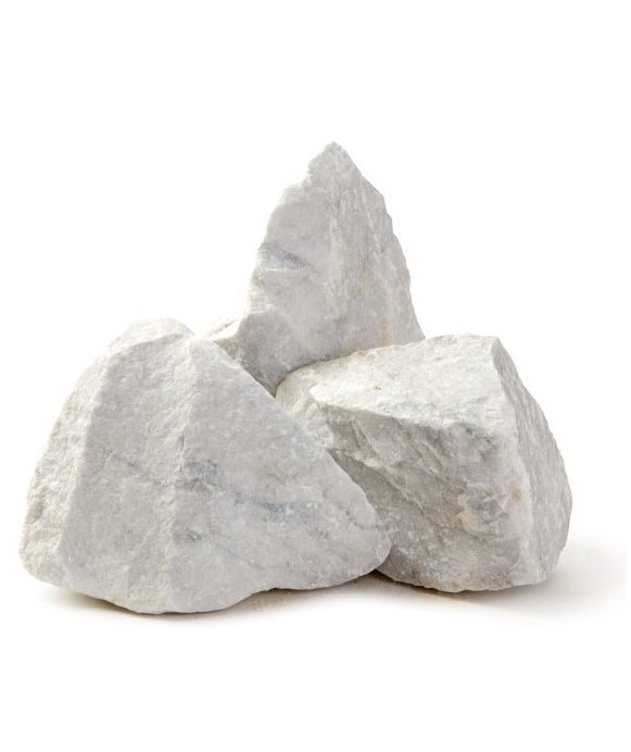 White Carrara marble granules in 25 kg bags