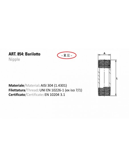 Canon en acier inoxydable - AISI 304