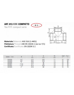 Stainless steel tee COMPACT - AISI 316 2
