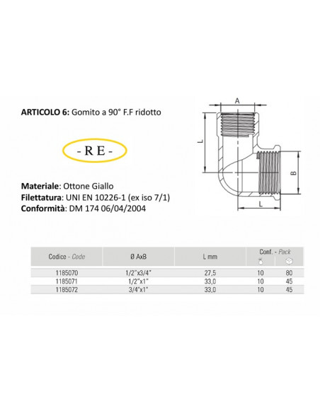 FF Brass Elbow - Reduced