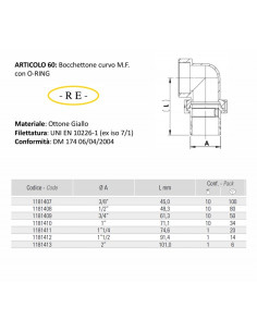 Bocchettone ottone curvo MF 2