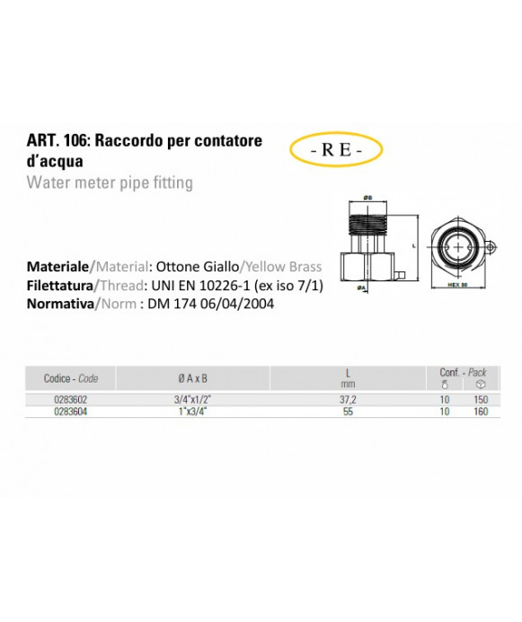 Raccordo per contatore d'acqua