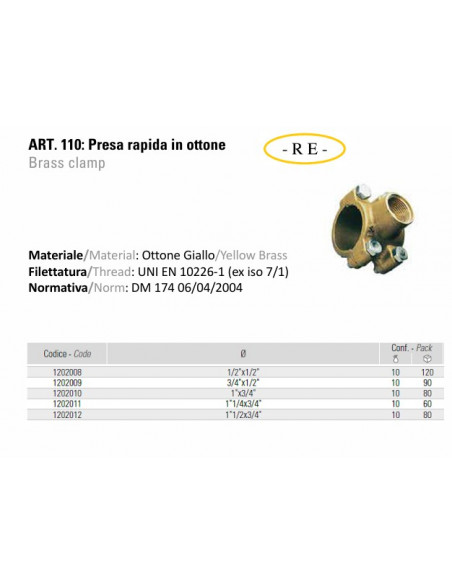 Presa staffa ottone