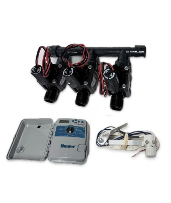 Kit with 3 valves + controller XCH + rain sensor