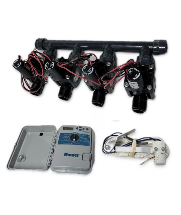 Kit with 4 valves + controller XCH + rain sensor