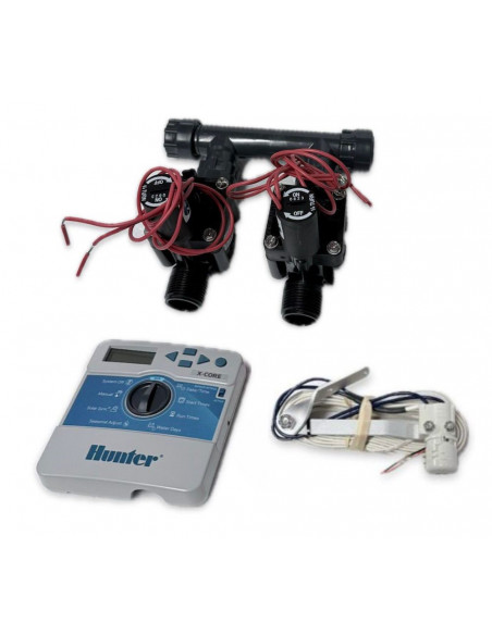 Kit mit 2 Magnetventilen + Indoor-Programmiergerät + Regensensor