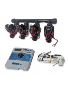 Kit 4 électrovannes + programmateur intérieur + capteur...