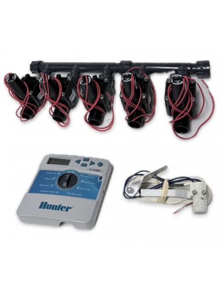 Kit con 5 elettrovalvole + programmatore da interno + sensore pioggia