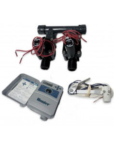Kit with 2 valves + outdoor controller + rain sensor