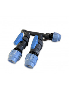 Manifold with 2 ways with taps and fittings