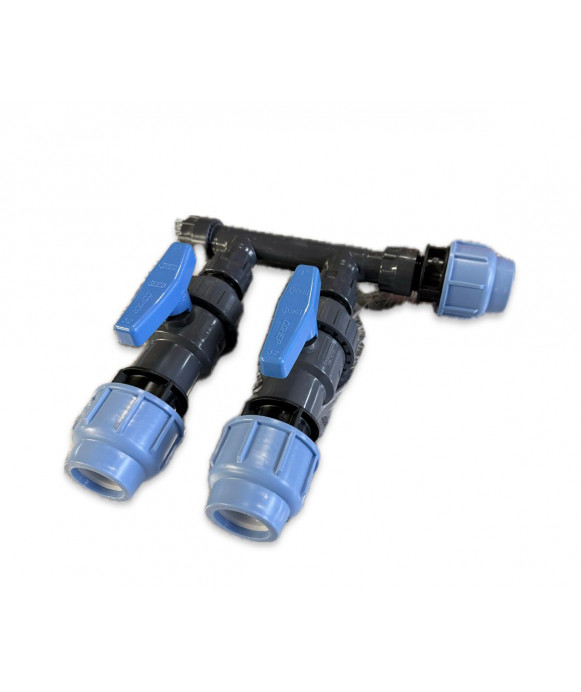 Manifold with 2 ways with taps and fittings