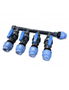 Manifold d.1" with 4 ways with taps and fittings