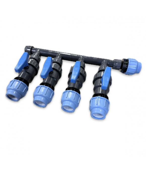 Manifold d.1" with 4 ways with taps and fittings